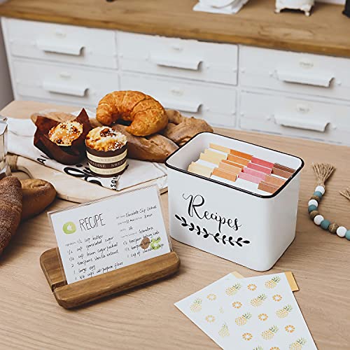 Nikky Home 4X6 Kitchen Metal Recipe Organization Box With 24 Cards And 8 Dividers, White #TOP2