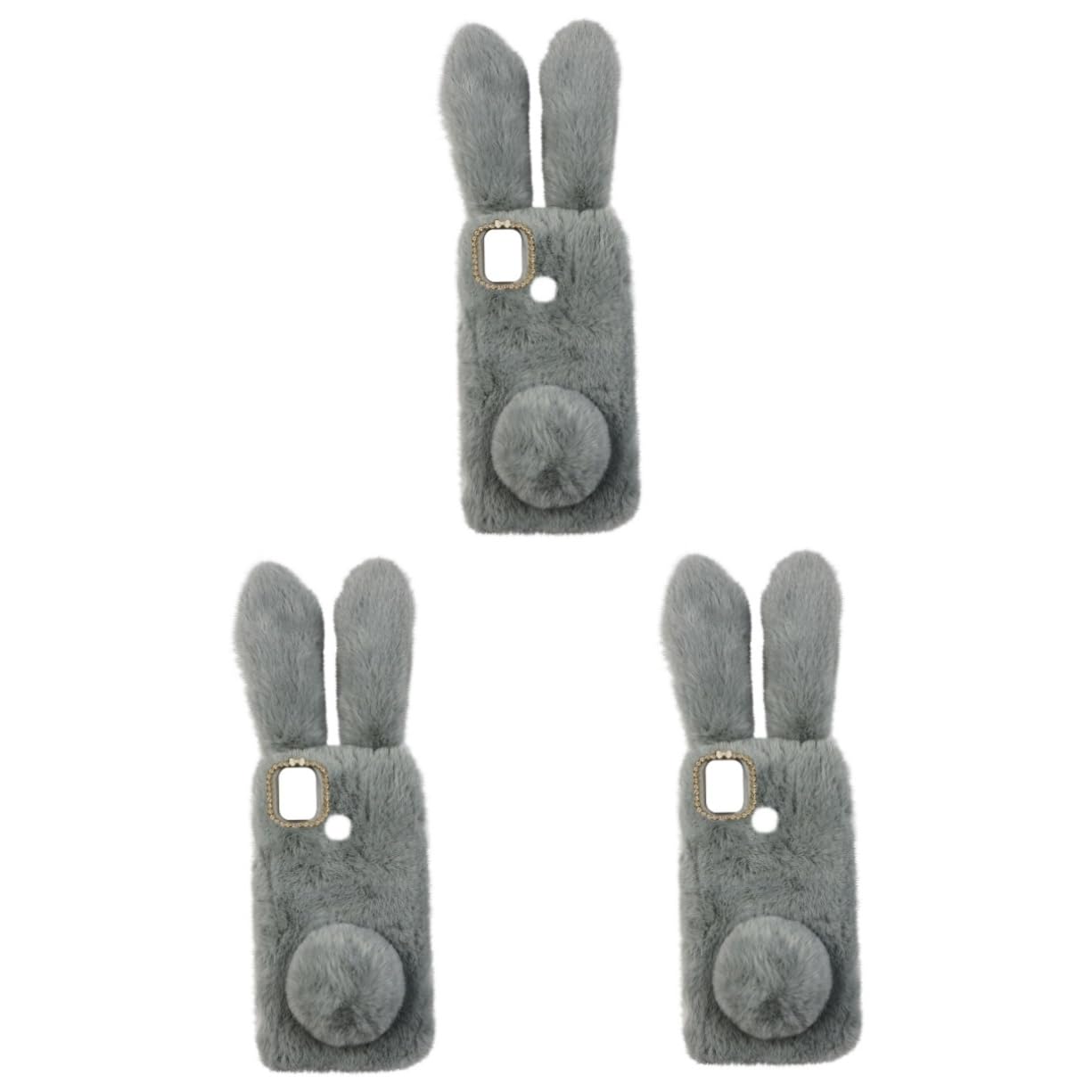 Uonlytech 3piezas Funda De Teléfono De Peluche y Resistente Carcasa Protectora Diseño Adorable para Material TPU Detalles De Strass y Forro De Conejito Fácil Acceso Puertos y