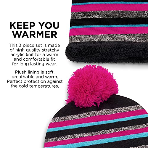 Nickelodeon girls Winter Hat, Scarf, and Kids Gloves Sets, Jojo Siwa Beanie for Ages 4-7Winter Accessory Set3