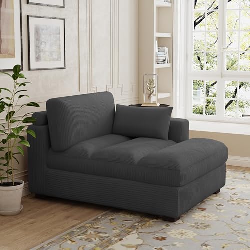UIXE Oversized Chaise Lounge Chair with Left Armrest, Comfy Indoo...