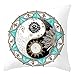Daesar Coussin Decoration Chambre, Housse de Coussin 50x50 Noir Blanc Cyan Coussin Decoration Motif Mandala Yin Yang Tai Ji, Polyester