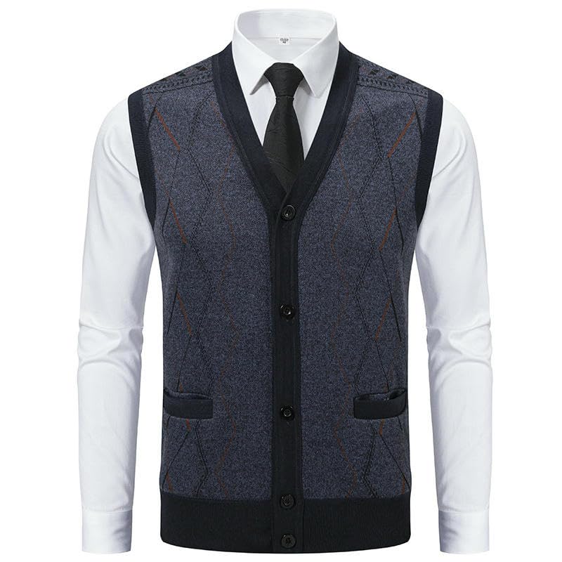 Chaleco de diamantes ajustado de punto premium para el invierno masculino 7