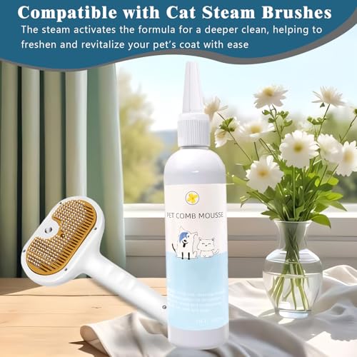Image of Pet Steam Brush for Dog & Cat - 3-in-1 Spray Hair Removal for Grooming, Softens Fur & Reduces Static 1*Shampoo(Steam Brush not Included)