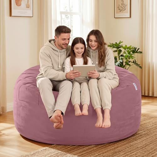 Image of HABUTWAY Bean Bag Chair: Giant 5' Memory Foam Furniture Bean Bag Chairs for Adults with Microfiber Cover 5Ft (Soft Pink)