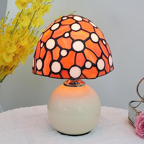 Blivuself Stained Glass Tiffany Mushroom Table Lamp (11in, Warm White) — view 2