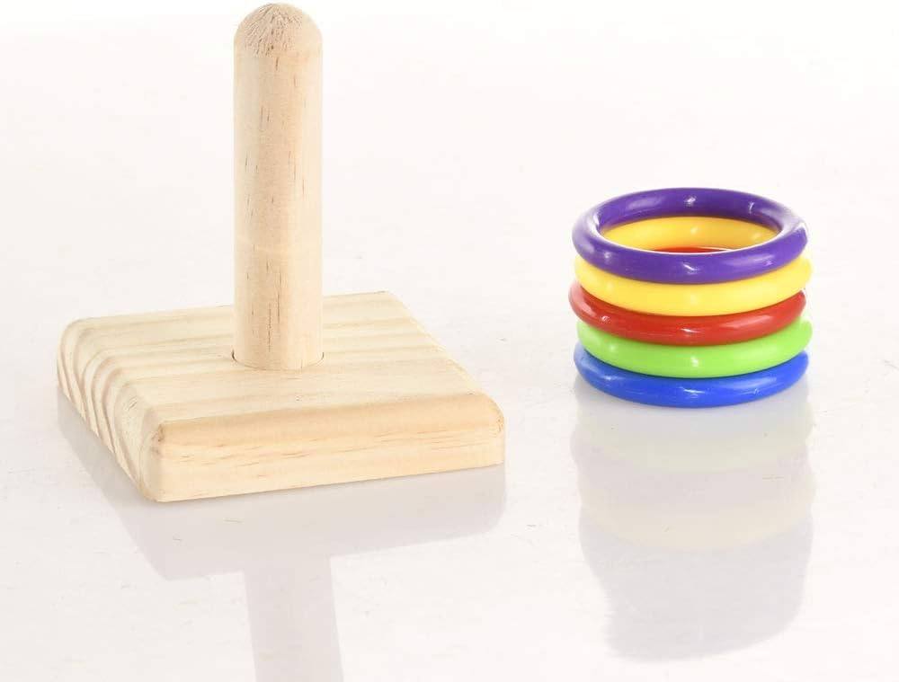 ZOHOKO Parrot Trick Training Toys, Bird Tabletop Toys, Training Stacking Color Ring Toys Sets for Budgie Cockatiel Parakeet