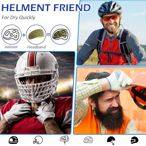 Image of Foaincore 16 Pcs Sports Headbands for Men Breathable Mesh Workout Sweatbands Elastic Moisture Wicking Stretchy Wide Hair Bands for Women Sports Running Basketball Yoga