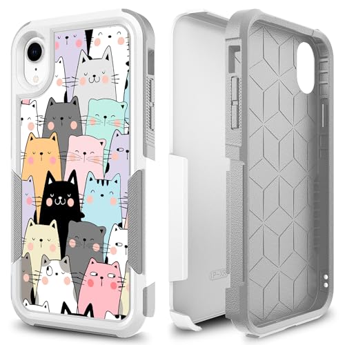 Case for iPhone Xs, Cute Cats Funny Pattern Shock-Absorption Hard PC and Inner Silicone Hybrid Dual Layer Armor Defender Case for Apple iPhone X and iPhone Xs - image 1