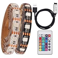 【30 Pieces LED Bead per Meter】SMD 5050 RGB LED Strip lights 【Self ADHESIVE】It's with adhesive tape backing, easy to installation 【24 Key Remote Controller】USB powered led controller. Can change colors and adjust brightness as you want by remote contr...