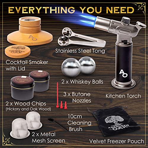 Old Fashioned Cocktail Smoker Kit With Torch - Whiskey Smoker Kit Gifts For Men - Whiskey Smoker Infuser Kit Drink Smoker Bar Tools Essentials - Whisky Barware Gifts Bourbon Smoker Kit (No Butane) #TOP2