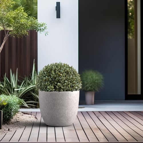 Image of Kante Accent Round Bowl CON Gray Concrete Planter 14 inch Dia, Outdoor