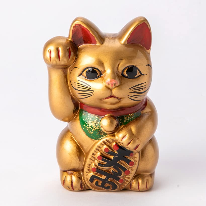 希少品　招き猫　黄金の宝当招き猫 Amazon.co.jp: 招き猫 置物 日本製 1億円ゴールドレプリカ付き