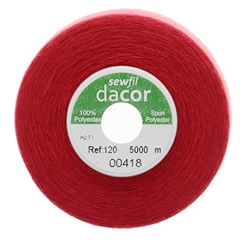 Sewfil Dacor 120 - Cono De Hilo De Coser Poliéster De 5.000 Metros 0418 - Vino Rosado