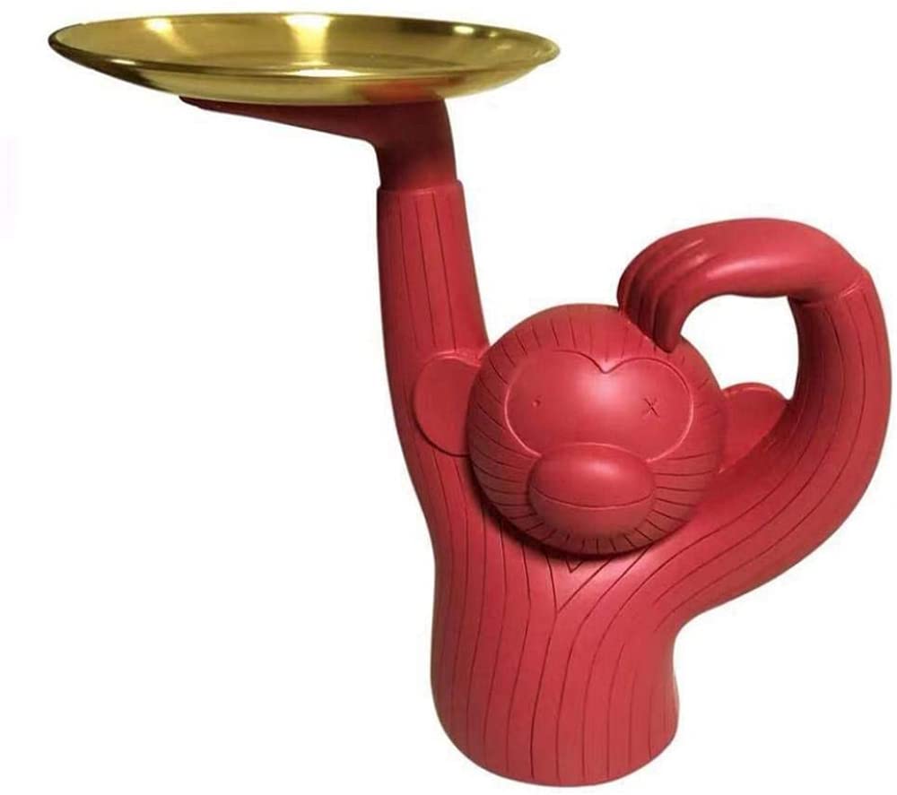 Ornamento per arredamento, carino scimmietta frutta torta dessert caramelle stoccaggio artigianato regalo ornamento casa soggiorno scrivania accessori decorazione -rosa rosso-s