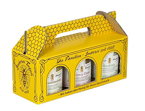 3x 250g Honig Probierset | Geschenkset - naturbelassen, Honig zum Kennenlernen in praktischer Geschenkbox aus Karton, enthält klassische Sorten (von Imkerei Nordheide) Cover