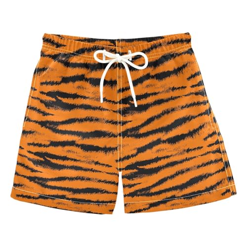 Boys Beach Shorts Summer Kid Swim Shorts Tiger Skin Animal Print Boy Swim Trunks Knee Length Board Short 2T-12