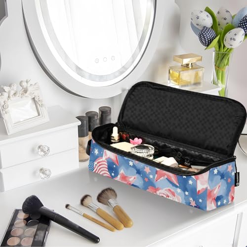 Organizador 2 en 1 para herramientas de cabello con almohadilla resistente al calor, soporte de viaje para planchas, rizadores y alisadores, con diseño de bandera en acuarela miniatura 7