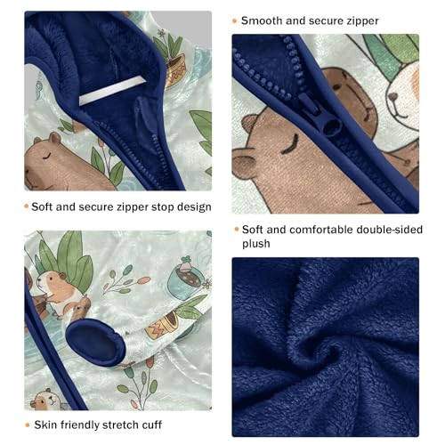 Cute Hamsters Swimming in Ponds Toddler Fleece Jacket Girl Boys Hooded Fleece Jacket Coat Warm Outwear Zip-up 3-10T3