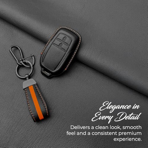 Image of keyzone Royal Leather Key Cover with Strap fit for Toyota Innova Crysta, Innova HyCross, Hilux, 2-Button Smart Key