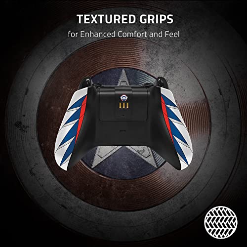 Image of Razer Limited Edition Captain America Wireless Controller & Quick Charging Stand Bundle for Xbox Series X|S, Xbox One: Impulse Triggers - Textured Grips - 12hr Battery Life - Magnetic Secure Charging