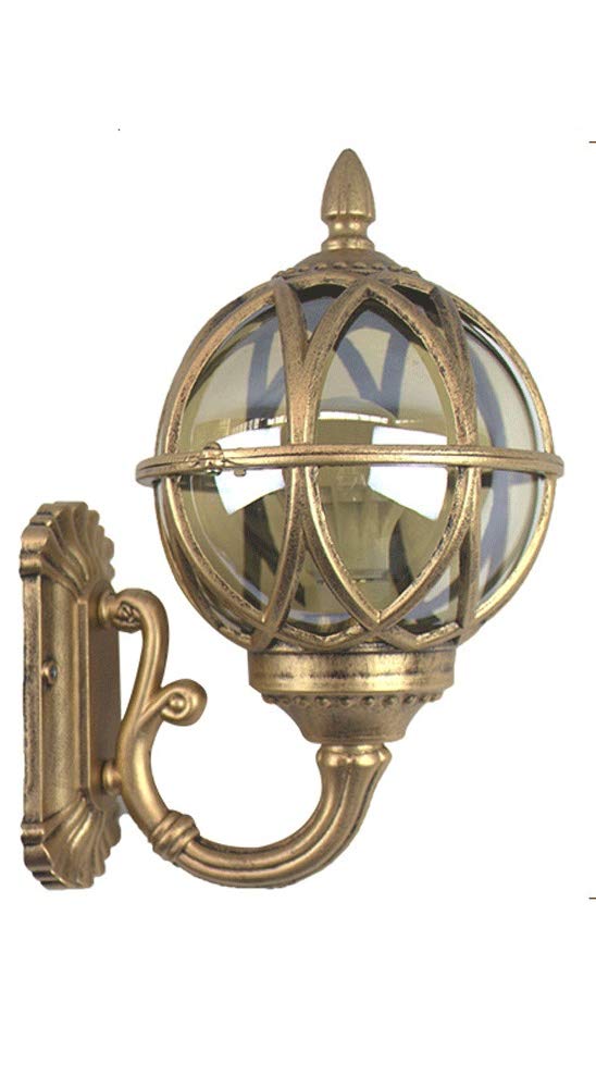 VDOQTLJT E27 Victoria Classic Brass Color Rustic Waterproof Traditional Outdoor Wall Light Hallway Winter Garden Balcony Porch Lamp Sconce Glass Lantern(Gold Bronze-d175mm)