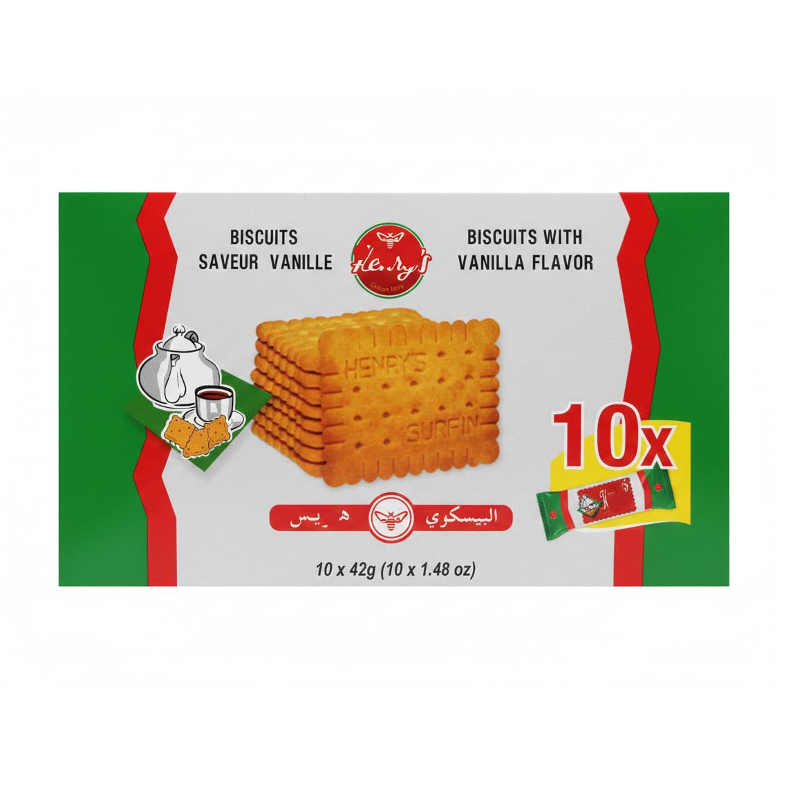 Henryss Moroccan Vanilla Biscuits, Box of 10 Individual Snack Packs