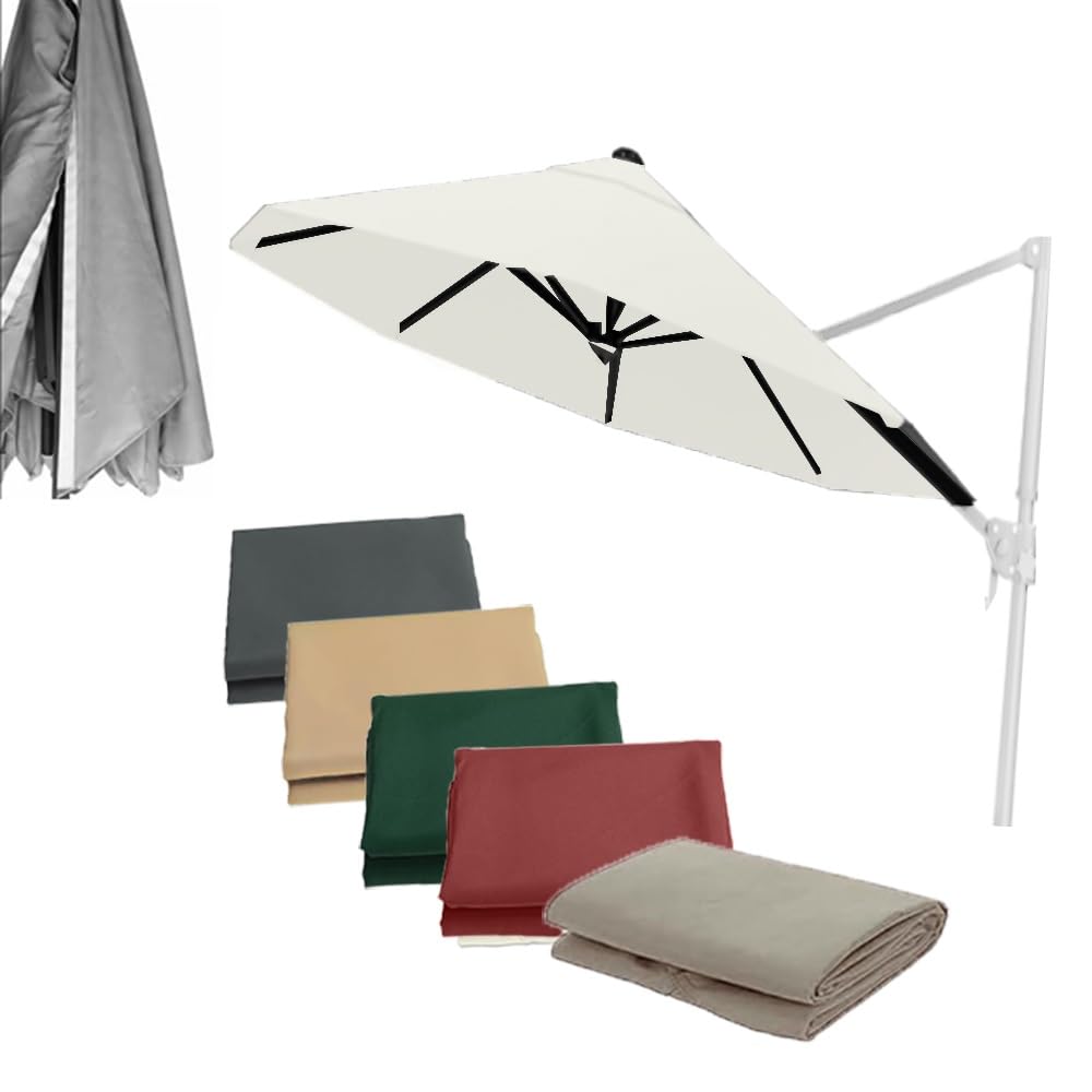Toile De Remplacement pour Parasol Déporté Exterieur Tissu De Rechange 3.0 3.5m Toile De Parasol Housse De Rechange pour Parasol 8 Baleines(Beige,350cm(11.5ft))