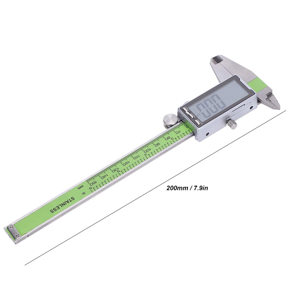Suwmiarka cyfrowa, 150 mm/200 mm/300 mm, stal nierdzewna, wysoka wytrzymałość, dokładna elektroniczna linijka z dużym wyświetlaczem LED do pomiarów gospodarstwa domowego / majsterkowiczów (200 mm)
