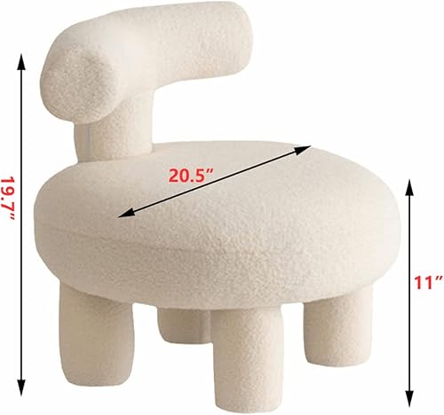Miniatura 2 de CYYTLFSD Moderno puf otomano Boucle, taburete pequeño tapizado con pie copetudo, marco de madera, acogedor reposapiés lateral sin brazos para sala
