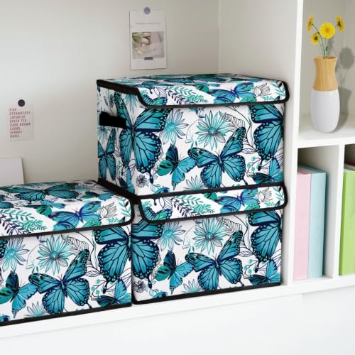 Image of Stackable Clothes Storage Bins with Lids 3 Pack | Closet Organizers, Fabric Box, For Blanket Clothes, Under Bed Storage Containers