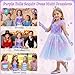 Esvaiy Wicked Glinda Costume Girls Purple Tulle Sequin Dress with Accessories Glinda Dress for Girls Halloween Christmas Cosplay (Purple, 7-8 Years)