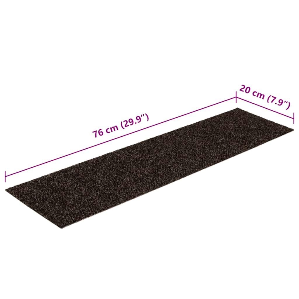 vidaXL Stufenmatten Selbstklebend 15 STK. 76x20 cm Dunkelbraun Rechteckig