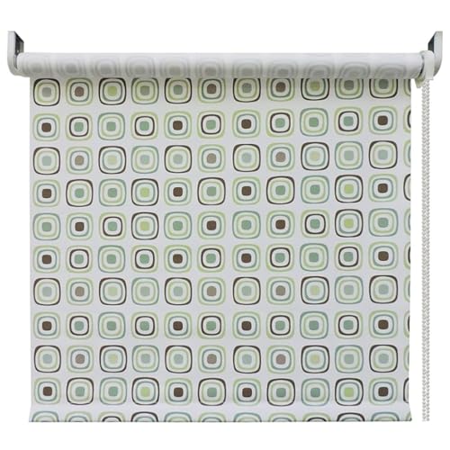 Tenda a Rullo Per Interni Oscurante Filtrante Decorativa per Camerette - Uffici - Sala da Pranzo - Montaggio a Parete o Soffitto (Circoli Verdi, 120 x 250 cm)