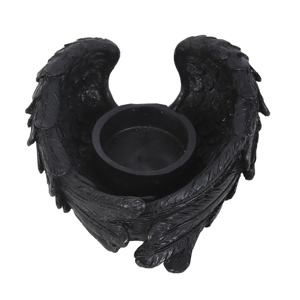 Tech Island Black Tealight Holder Candle Holders Raven Wings Heart-Shaped Cut Out. Shelf Ornament Tea Light Candle Holders For Home Decor Living Room
