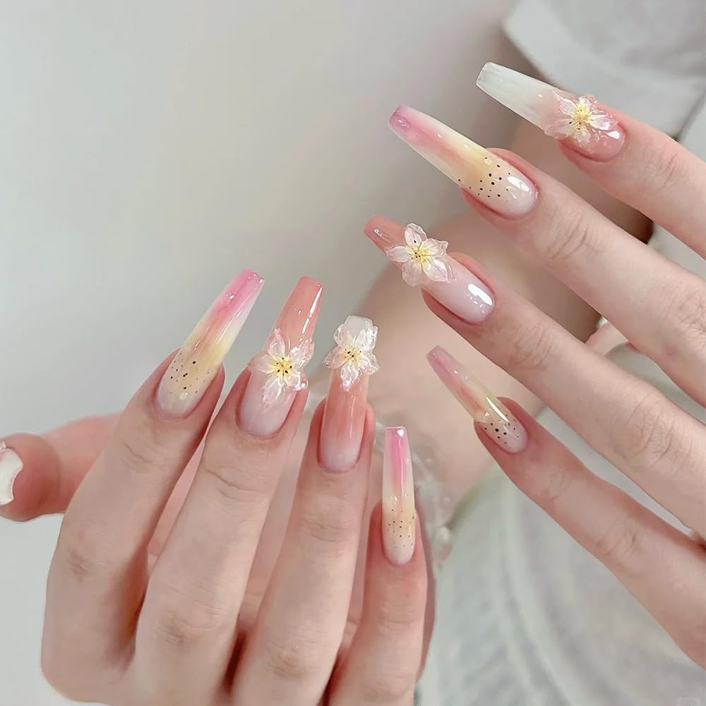 Tsangbaby 60 Pcs Nail Charms Nail Stuff 3D Hawaiian Flowers Nails Art Charms Accessories Decorations with Pick up Tweezers Summer Resin Charms for Women Girls Manicure Design DIY Crafts - Image 3