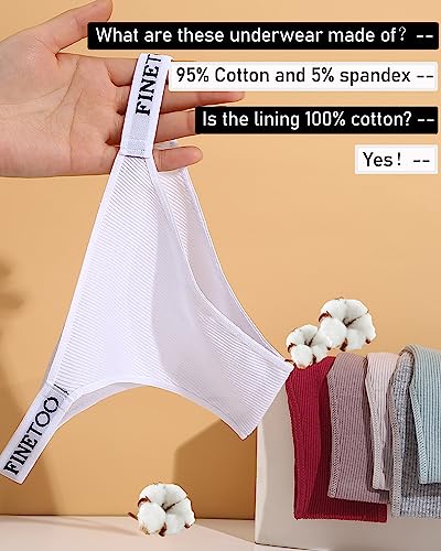 Image of FINETOO Womens Underwear Cotton High Cut String Bikini Panties Low Rise Hipster Ladies Sexy Cheeky Underwear 6 Pack