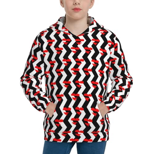 Black And White Stripes Boy, Girls Sports Shirt Youth Pullover Fashion Hooded Sweatshirt3