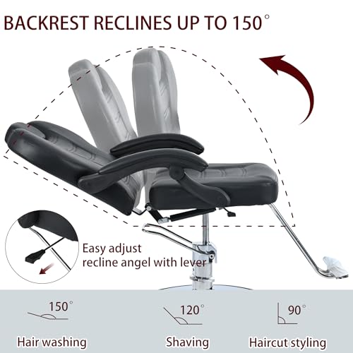 Image of Barber Chair Salon Chair for Hair Stylist with Heavy Duty Hydraulic Pump,Height Adjustment 360 Rotation Shampoo Chair for Tattoo Shampoo Beauty Salon Equipment