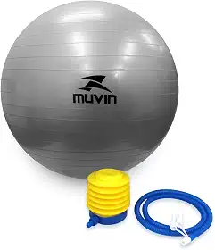 Bola de Pilates 65cm Muvin – Antiestouro – Suporta até 300kg – Com Bomba – Ginástica – Fitness – Pilates – Yoga – Fisioterapia – Flexibilidade – Fortalecimento – Tonificação –– Fácil Limpeza