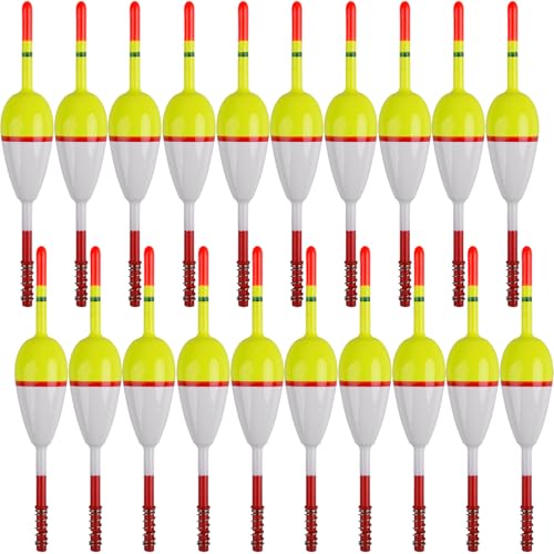 JSHANMEI Fishing Bobbers Slip Bobbers Wood Slip Floats Fishing Bobbers Floats Spring Bobbers for Fishing Crappie Panfish Walleyes Catfish 1.97in*0.91in*5.63in 20pcs