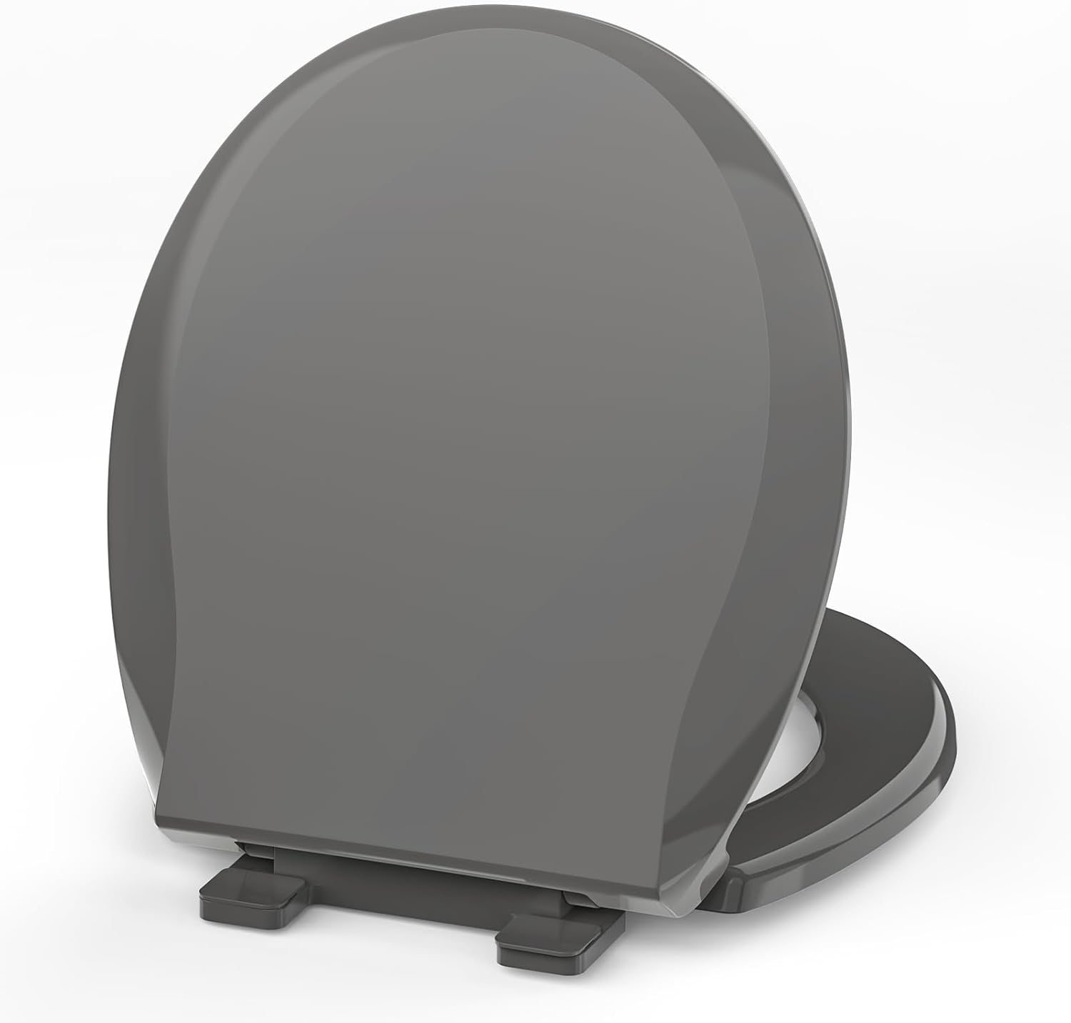Round Toilet Seat, 16.5inch, Soft Close Quiet, No Alam, Standard Round Universal Size, PP Material Safe and Easy Clean, Dark Grey Dark Grey Round 16.5inch