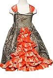 Ruffle Special Occasion Dresses for Toddlers and Baby Girls Camo Satin Bow Flower Girl Dress for Wedding Orange 6
