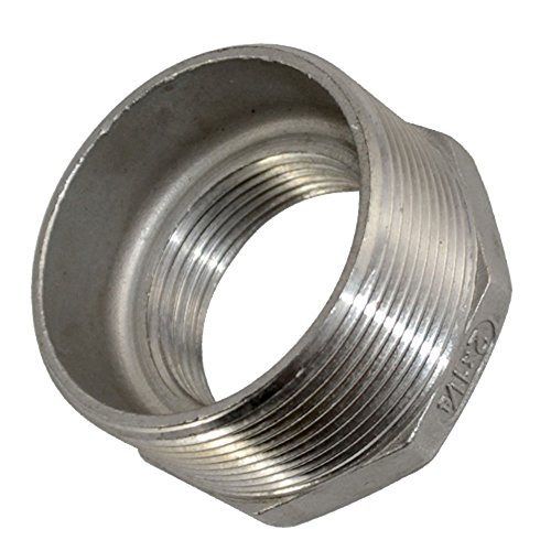 Male x Female Thread Reducer Bushing Pipe Fitting, Adapter, Stainless Steel SS 304 NPT (2\" Male x 1-1/4\" Female)