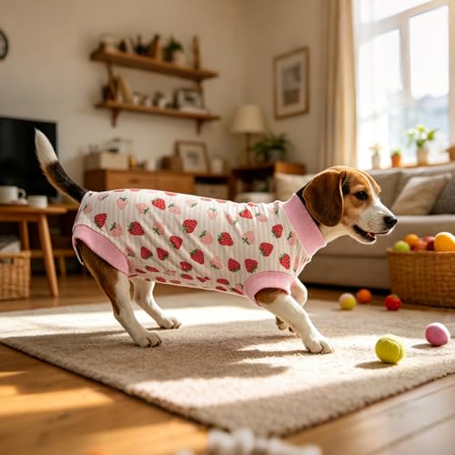 Image of Dog Surgery Recovery Suit Spay Recovery Onesie for Female Male Dogs | Soft,Breathable,Anti-Licking,Post-Op,Surgical Suit,for Abdominal Wounds,Alternative to E-Collar Cone,for Large Pets Pink XL