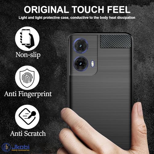 Image of Jkobi Back Cover Case for Motorola Moto G85 5G (Hybrid Armor Case | Carbon Fiber Shockproof | Soft and Flexible | Black)