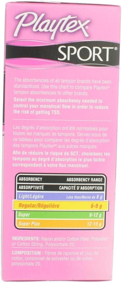 Playtex Tampons Sport Regular 18 Count Unscented (6 Pack)