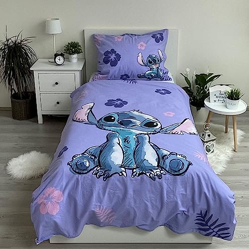 Edredón Stitch Disney 140x200 de algodón morado con funda de almohada 3