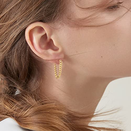 925 Sterling Silver Cuban Link Chain Dangle Drop Stud Earrings for Women, 18K Gold Plated Wrap Tassel Earrings3