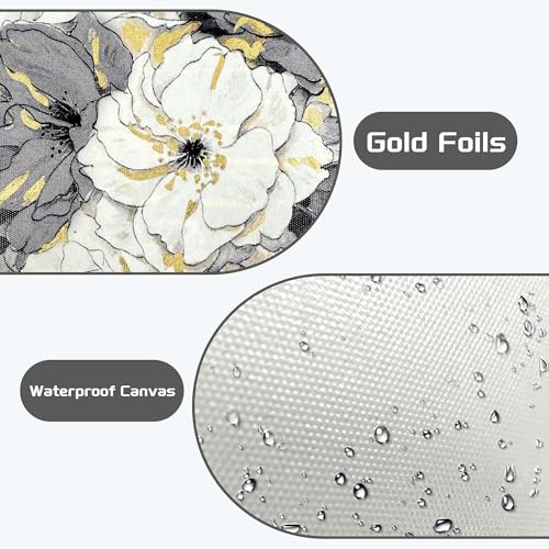 Image of HILL WEST Elegant Floral Canvas Wall Art - Perfume Bottle Picture Modern Fashion Prints Black White Flower Painting Artwork Home Decor for Bedroom Makeup Room