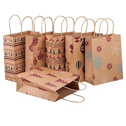24 St Julklappspåse Julklappspåsar Papperspåsar Paketpåsar Närvarande Förvaringspåsar Packa Påsar Bärbara Presentpåsar Kraftpapperspåse Pysselpapper Portabla